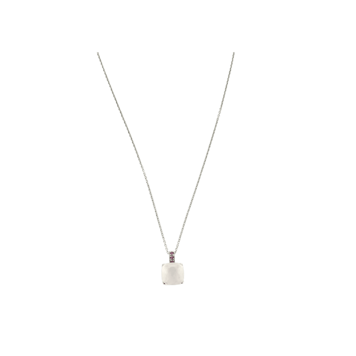 Collier COLLIER OR BLANC ET QUARTZ ROSE. 58 Facettes BO/240024/