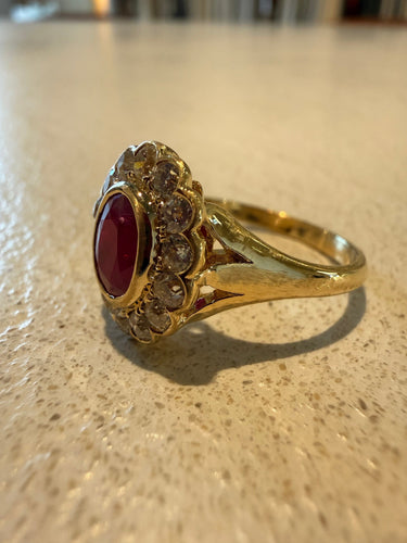 Bague 53 Vintage yellow gold ruby ring 58 Facettes