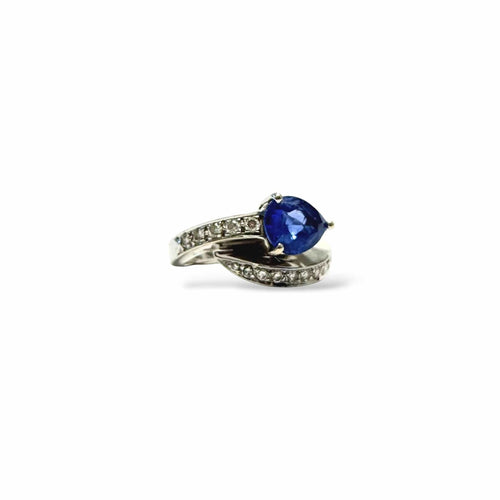 Bague 49 Bague or gris et saphir poire 58 Facettes