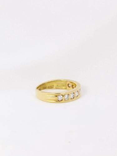 Bague 51 Demi-Alliance américaine en or blanc et diamants 0,45 ct 58 Facettes J77