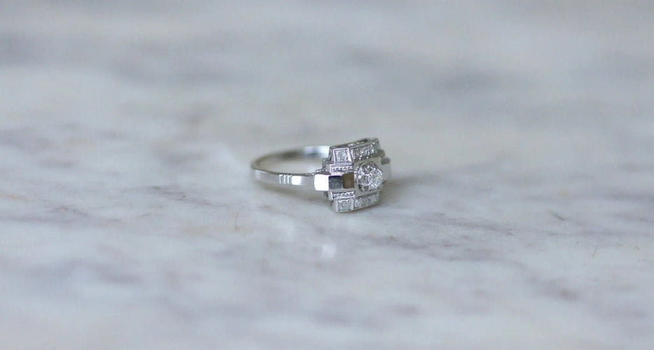 Bague 54 Bague Art déco Géométrique Diamants 58 Facettes