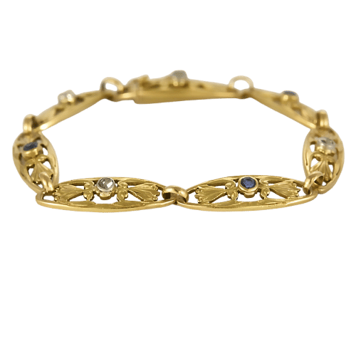 Bracelet en Or jaune, diamants et saphirs
