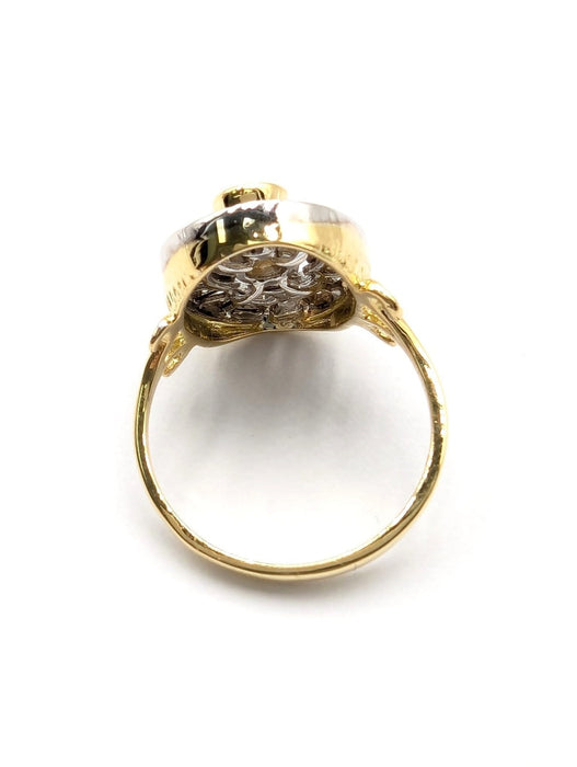 Bague 53 Bague en or jaune et blanc avec ancienne mine et huit huit diamants 58 Facettes