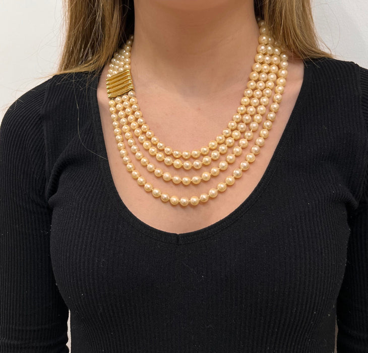 Collier Collier perles 4 rangs 58 Facettes