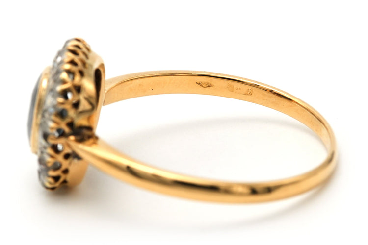 Bague 59 Bague Art Déco - Bague en or jaune 18 carats, saphir et diamants 58 Facettes 23355