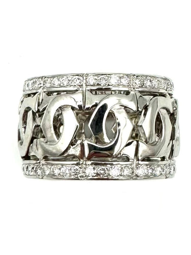 Bague 52 CARTIER. Collection "Entrelacé", bague or blanc et diamants 58 Facettes