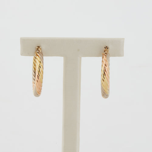 Boucles d'oreilles BOUCLES D’OREILLES CRÉOLES TORSADES 3 OR 58 Facettes REF 2017/20