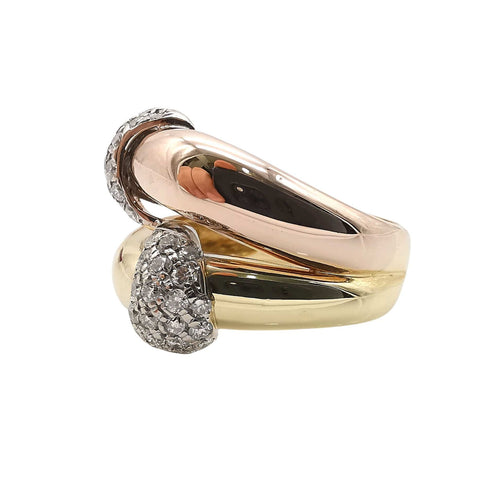 Bague 56 Bague en or jaune et or rose 18 carats et diamants 58 Facettes