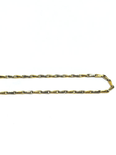 Collier Chaîne maille palmier en or jaune et blanc 18 carats 58 Facettes