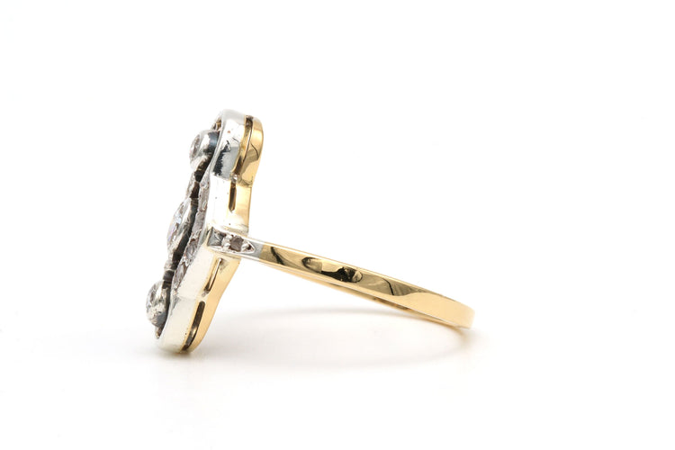 Bague 53 Bague Art Déco or jaune, or blanc, diamants 58 Facettes 21895