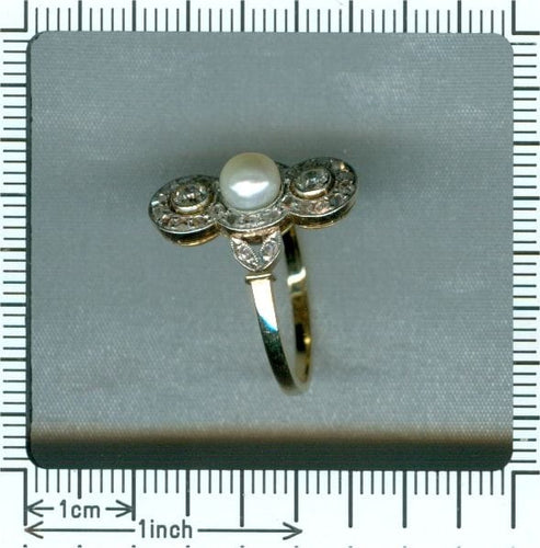 Bague 56 Bague vintage Belle Époque en perles et diamants 58 Facettes 21146-0121