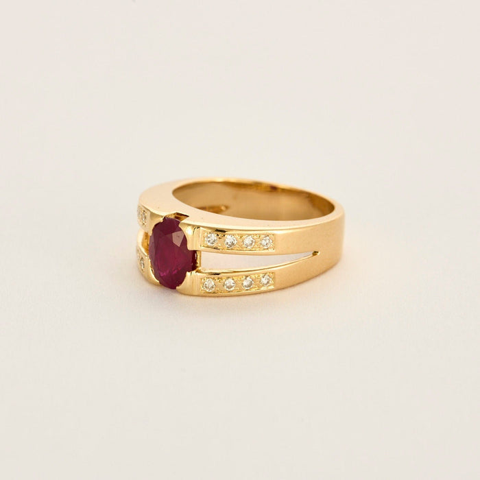 Bague 55 Bague or jaune rubis diamants 58 Facettes