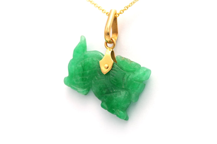 Pendentif Pendentif contemporaine en or jaune et jade 58 Facettes 13577