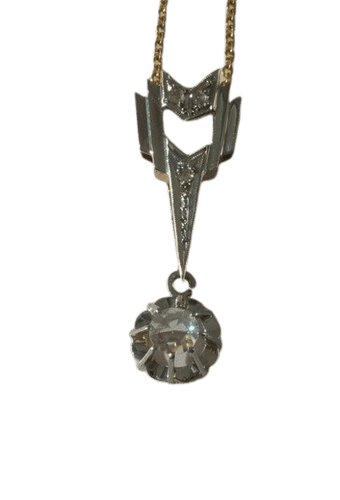 Pendentif Pendentif Art Déco flèche en or jaune et or blanc 18 carats et diamants 58 Facettes