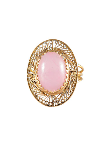 Bague 57.5 BAGUE QUARTZ ROSE OR JAUNE 58 Facettes