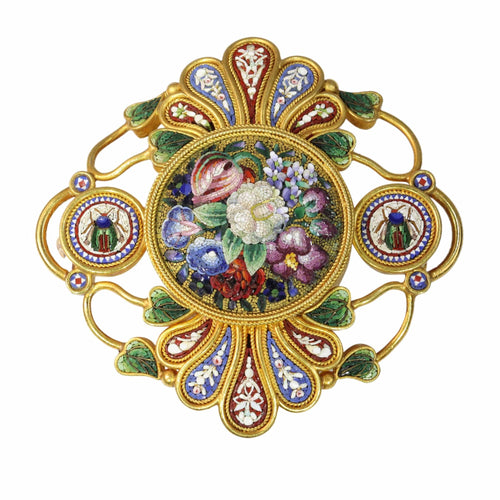 Boucles d'oreilles Rare parure en micromosaïque du XIXe siècle de Menichini Giacomo – Un chef-d'œuvre du Grand Tour 58 Facettes 25043-0119