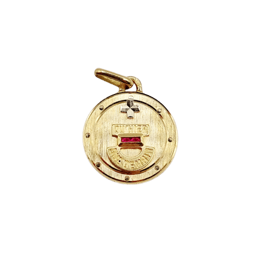 Pendentif Augis - Pendentif médaille d'amour 14 mm en or 18k et rubis 58 Facettes A06576