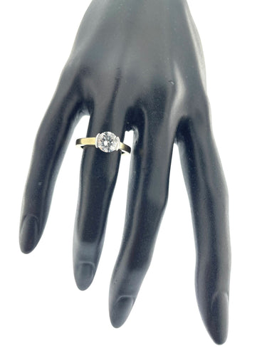 Bague 54 Bague solitaire certifiée HRD en or jaune et blanc avec diamant naturel de 1,30 ct 58 Facettes