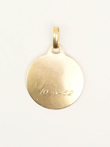 Pendentif Medaille amour Augis ronde Plus hier Moins demain or jaune rubis diamants 58 Facettes 1202.2