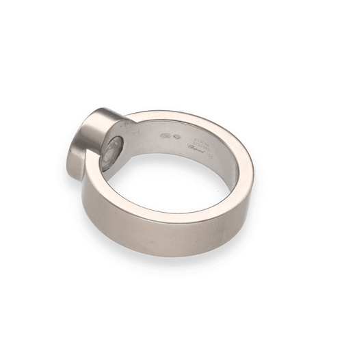 Bague 53 Bague Chopard Happy Diamond – Réf. 823086- Or Gris 18k – Diamant Mobile 0,05 ct – Taille 53 58 Facettes FB11097