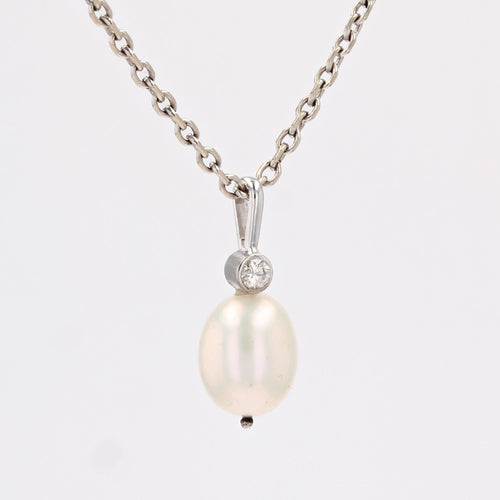 Pendentif Pendentif Or blanc, Perle et Diamant 58 Facettes 07-098-5387566