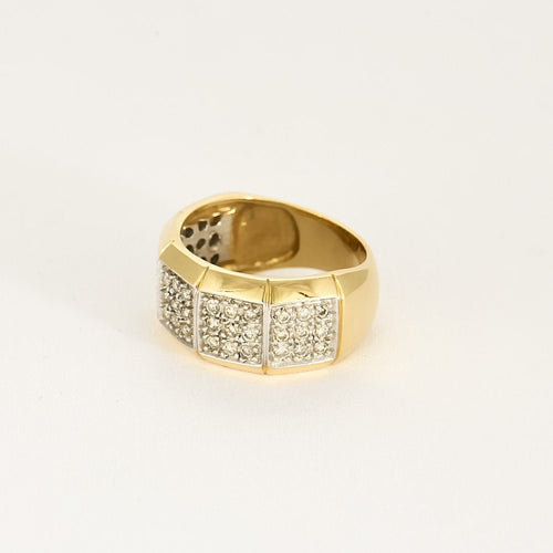 Bague 51,5 Bague jonc en or jaune, or blanc et diamants 58 Facettes B250481