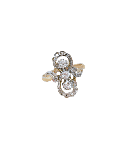 Bague ancienne (1910–1920) diamants en Or 18K et platine