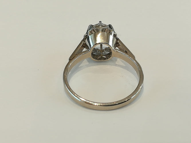 Bague 53 Bague Solitaire Ancien Diamant Or Blanc 58 Facettes