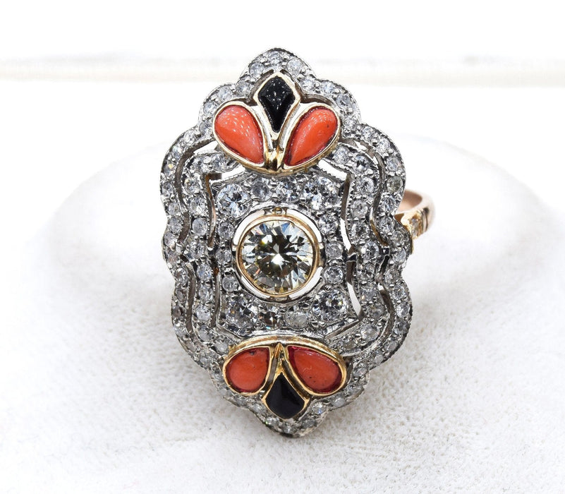 Platinum Ring Diamonds Art Nouveau