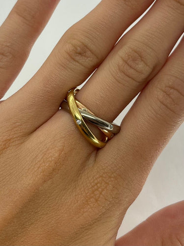 Bague 56 Bague 3 ors et 15 diamants 0,20 ct 58 Facettes 00071901