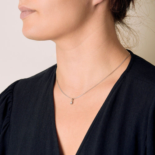 Collier Collier solitaire or blanc et diamant 58 Facettes B240203