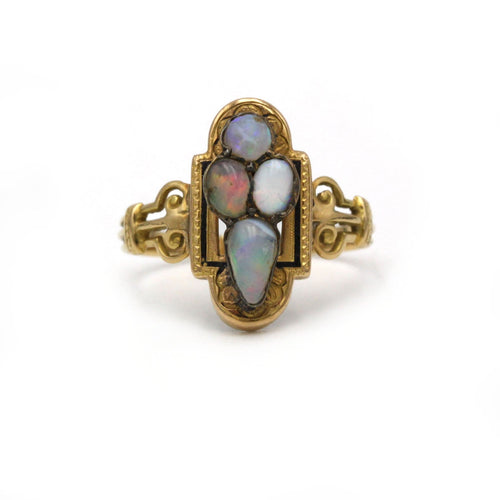 Bague 54 Bague Ancienne - Or jaune, Argent & Opales 58 Facettes 250245R