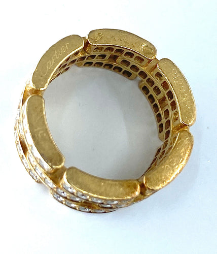 Bague 49 Bague CARTIER maillons panthère or jaune et diamants 58 Facettes AB78