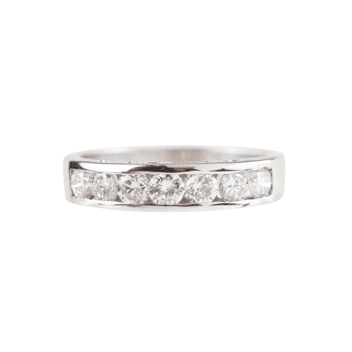 Bague Alliance en or blanc 18 carats sertie de diamants naturels taille brillant 58 Facettes 131455B
