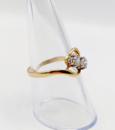 Bague 56 Bague toi et moi antique or 18k diamants et monture tourbillon (circa 1900) 58 Facettes A06310