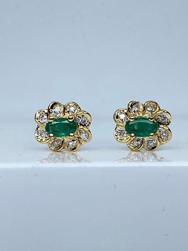 Boucles d'oreilles Boucles d’oreilles or jaune émeraudes et diamants 58 Facettes AB460