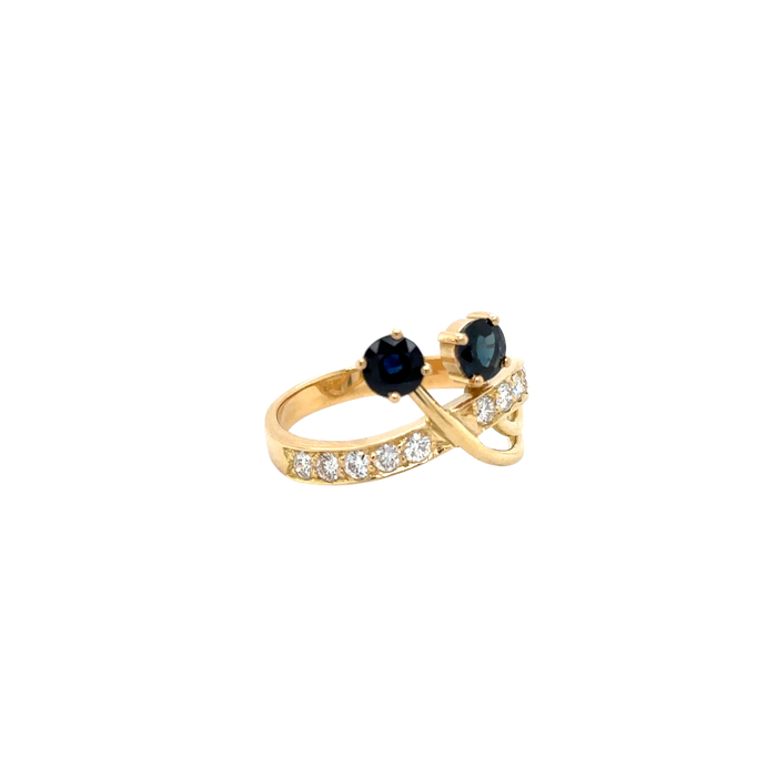 Bague or jaune saphirs diamants