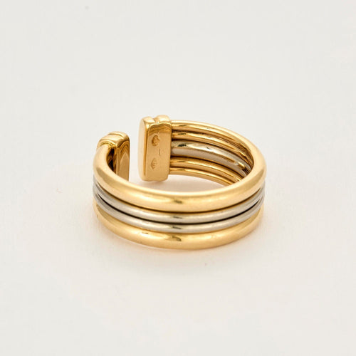 Bague 55 Bague ouverte or jaune et gris 58 Facettes AUX1012