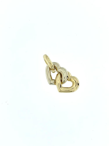 Pendentif CARTIER - 1994 Pendentif Double Coeur ors jaune et blanc 58 Facettes