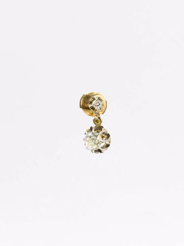 Boucles d'oreilles Dormeuses or diamants coussin taille ancienne 1,5 ct 58 Facettes J273