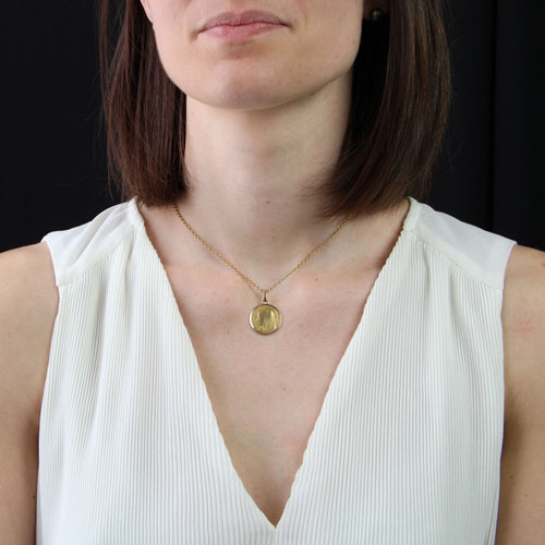 Pendentif Médaille en or rose Vierge Marie auréolée signée Dropsy 58 Facettes CVP121