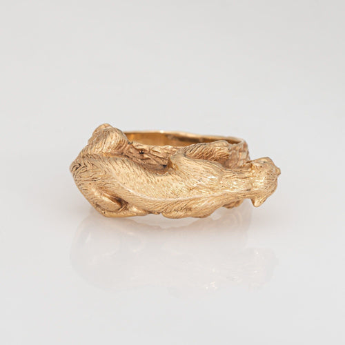 Bague 58.5 Bague Panthère lourde en or jaune vintage 58 Facettes G14085