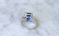 Bague 54 Bague Saphir Ceylan 7.94 Cts et diamants sur or blanc 58 Facettes