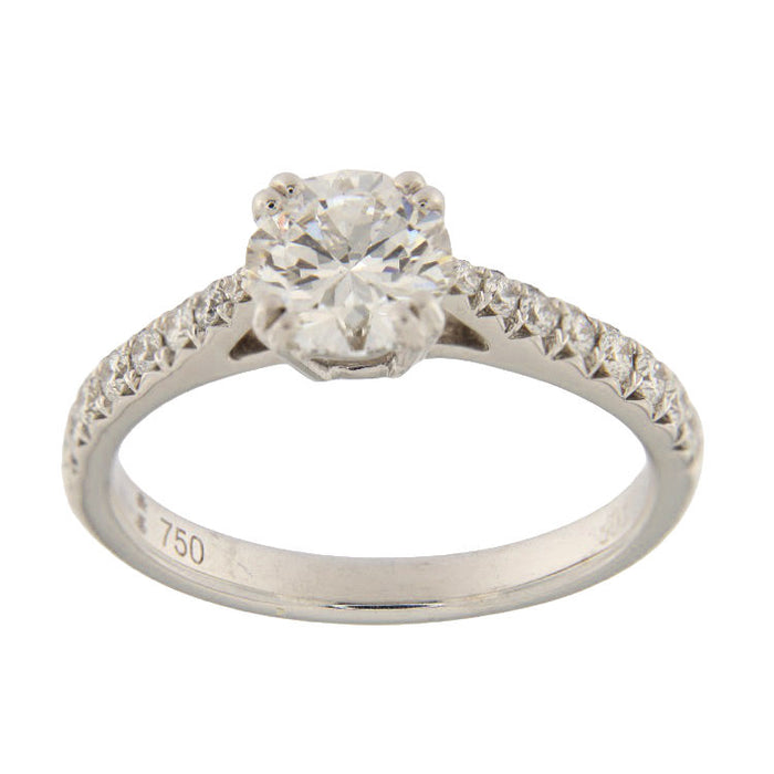 Bague 51 Bague solitaire en or blanc avec diamant D/VVS1 de 1,00 ct certifié IGI 58 Facettes G3658