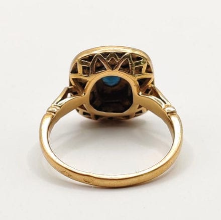 Bague 51.5 Bague Vintage style Art Déco or jaune, saphirs et diamants 58 Facettes