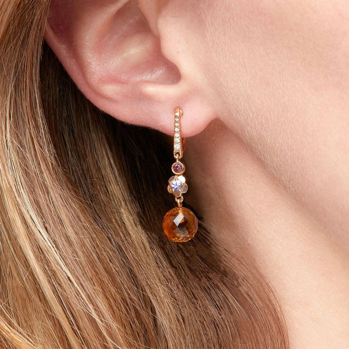 Boucles d'oreilles CHANEL - Boucles d'oreilles Mademoiselle citrine, rubellite, améthyste, diamant, or jaune. 58 Facettes