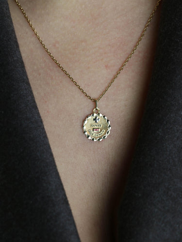 Pendentif Medaille Amour Augis Plus hier Moins Demain, Ecrin d'origine, New Old Stock 58 Facettes 1194.2