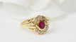 Bague 53 Bague marguerite en or jaune, rubis et diamants 58 Facettes 32917