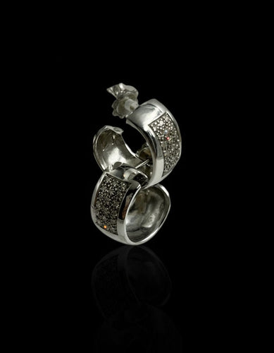 Boucles d'oreilles Boucles d'oreilles en or blanc serties de diamants, années 1990 58 Facettes