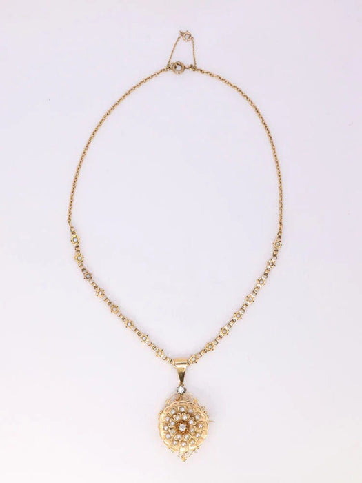 Collier GEORGES BRUNET - Collier Napoléon III or jaune diamants perles fines 58 Facettes 768